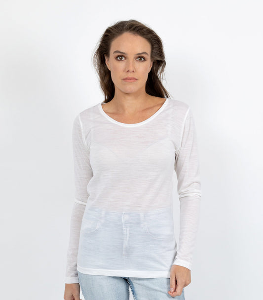 E Wool Long Sleeve Top - Ivory