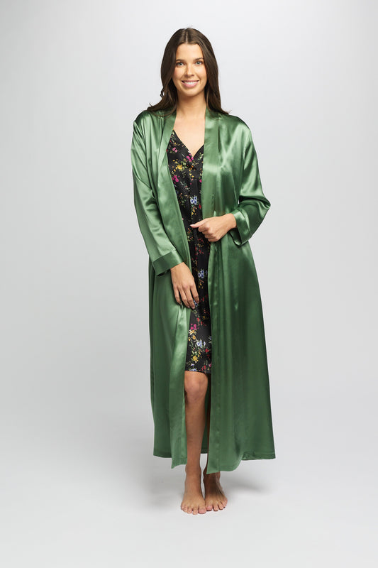 Long Silk Robe Basil