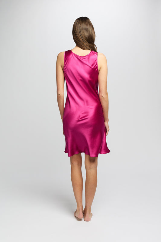Mono Silk Short Nightdress Cerise