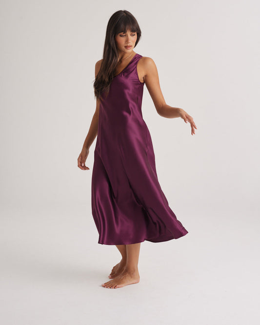 Mono Silk Long Nightdress Merlot