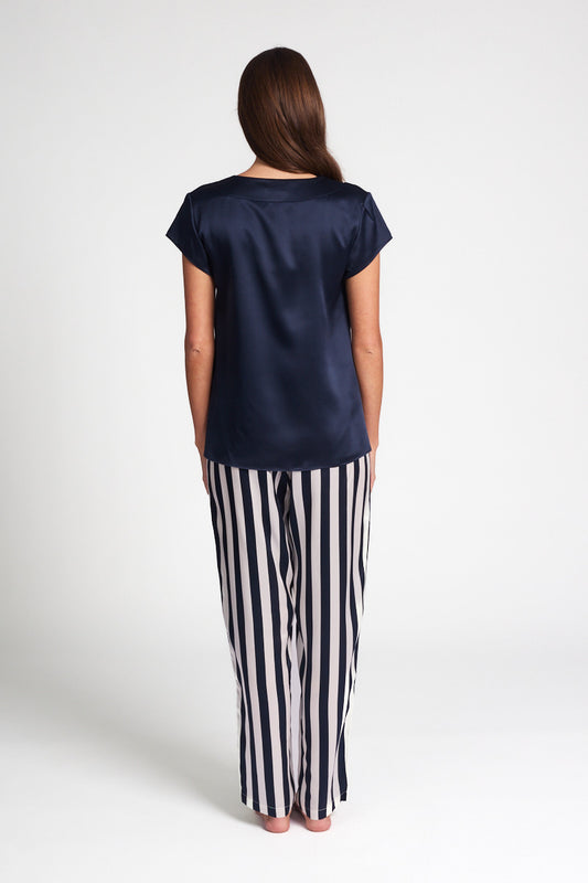 Silk Cap Sleeve Top Navy