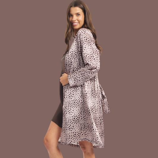 Silk Robe Mid Length - Leopard* Special