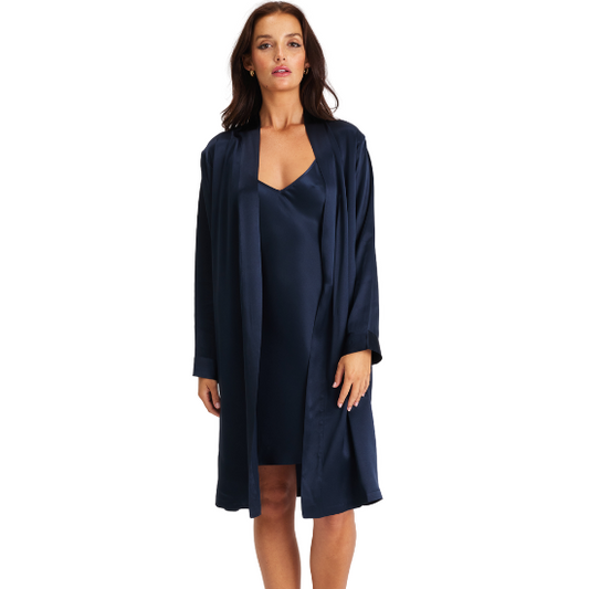 SILK ROBE ONGOING - NAVY LL508