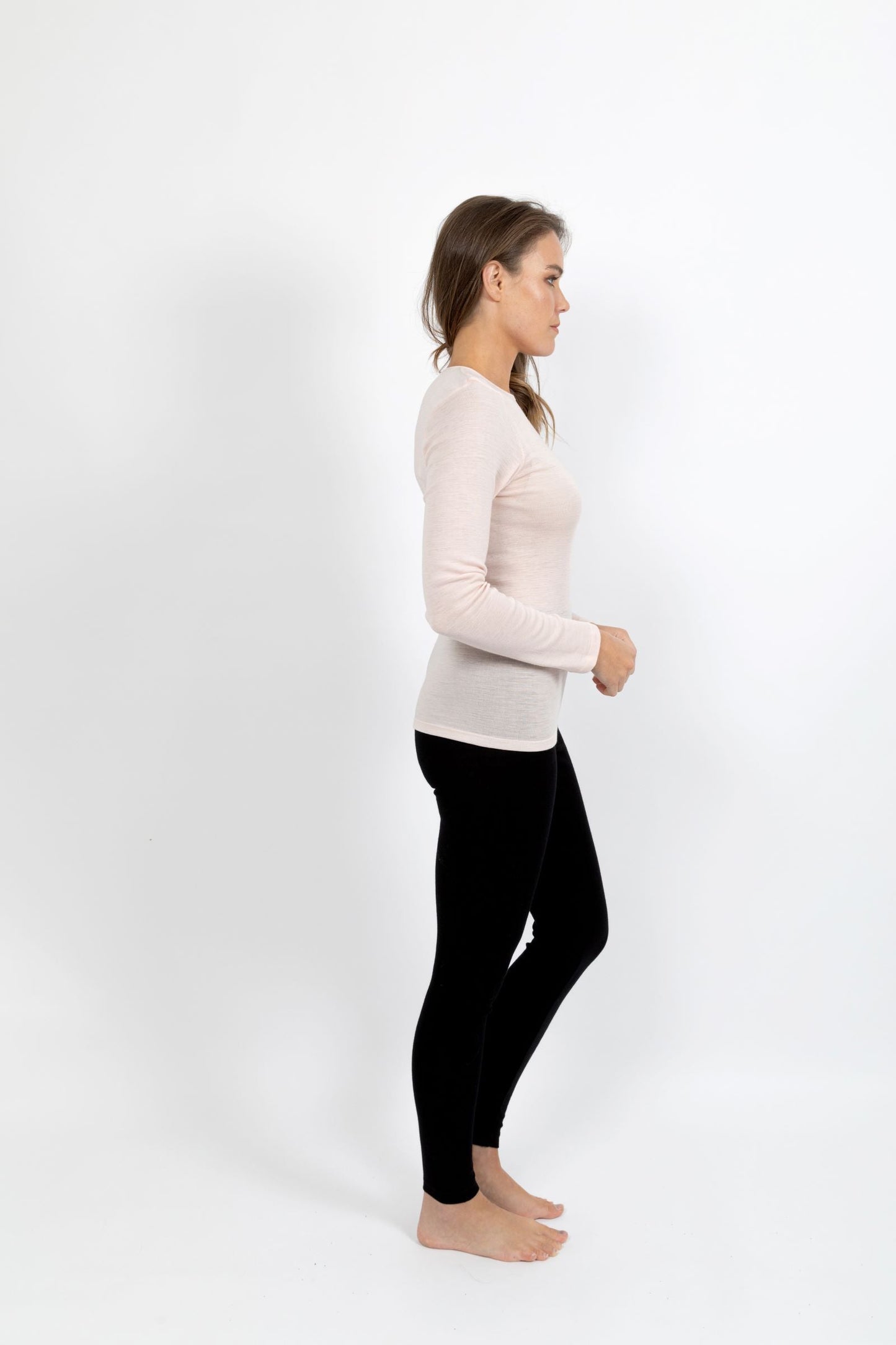 Pure Merino Wool 200gsm Long Sleeve  - Black/Ivory