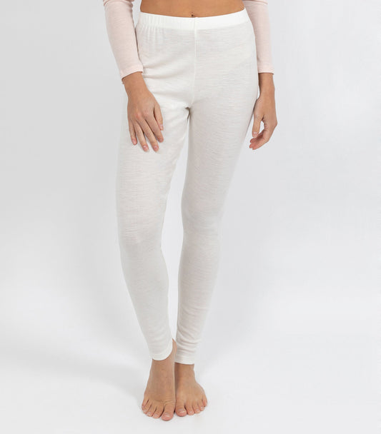 Pure Merino Wool 200gsm Legging - Ivory/Black