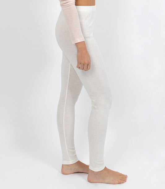 Pure Merino Wool 200gsm Legging - Ivory/Black