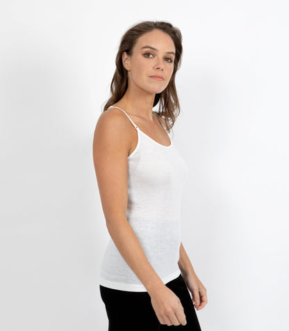 Pure Merino Wool 200gsm Camisole - Black/Ivory