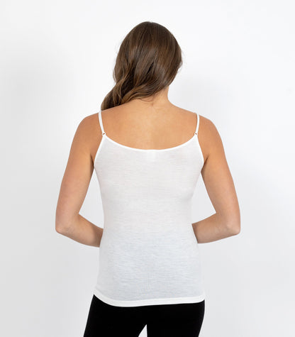Pure Merino Wool 200gsm Cami with Motif Black/Ivory