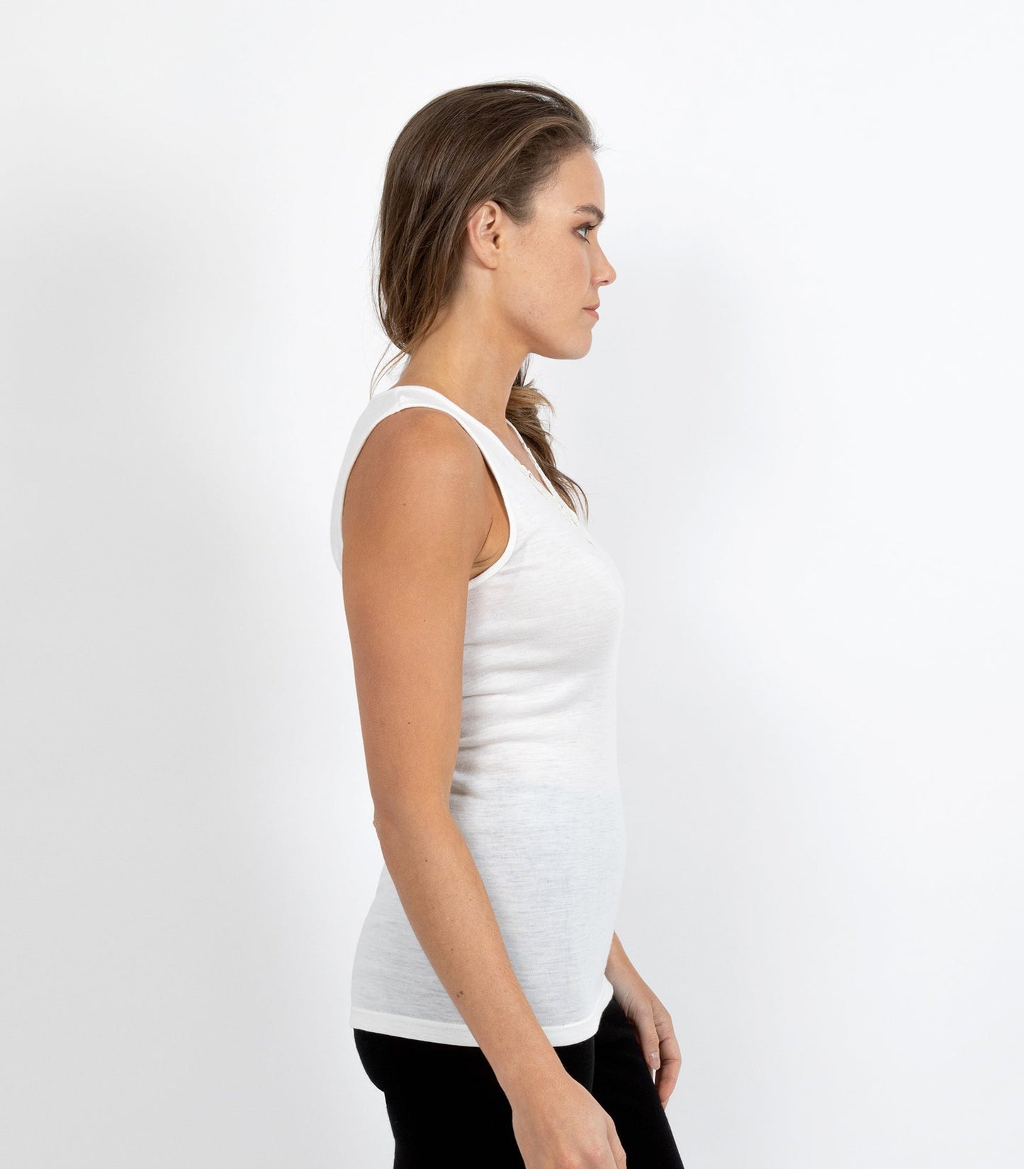 Pure Merino Wool 200gsm Vest with Motif Black/Ivory
