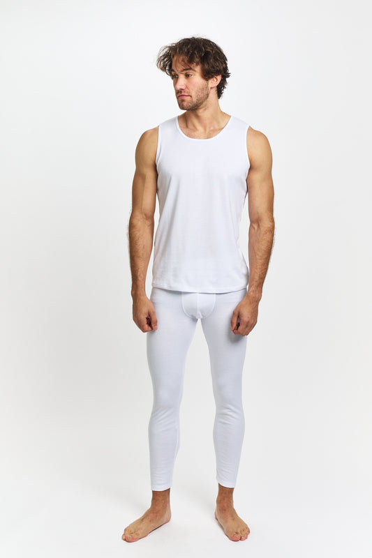 Mens Interlock Long John - White