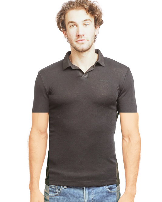 NEW Men's Pure Merino Wool POLO Short Sleeve - Grey