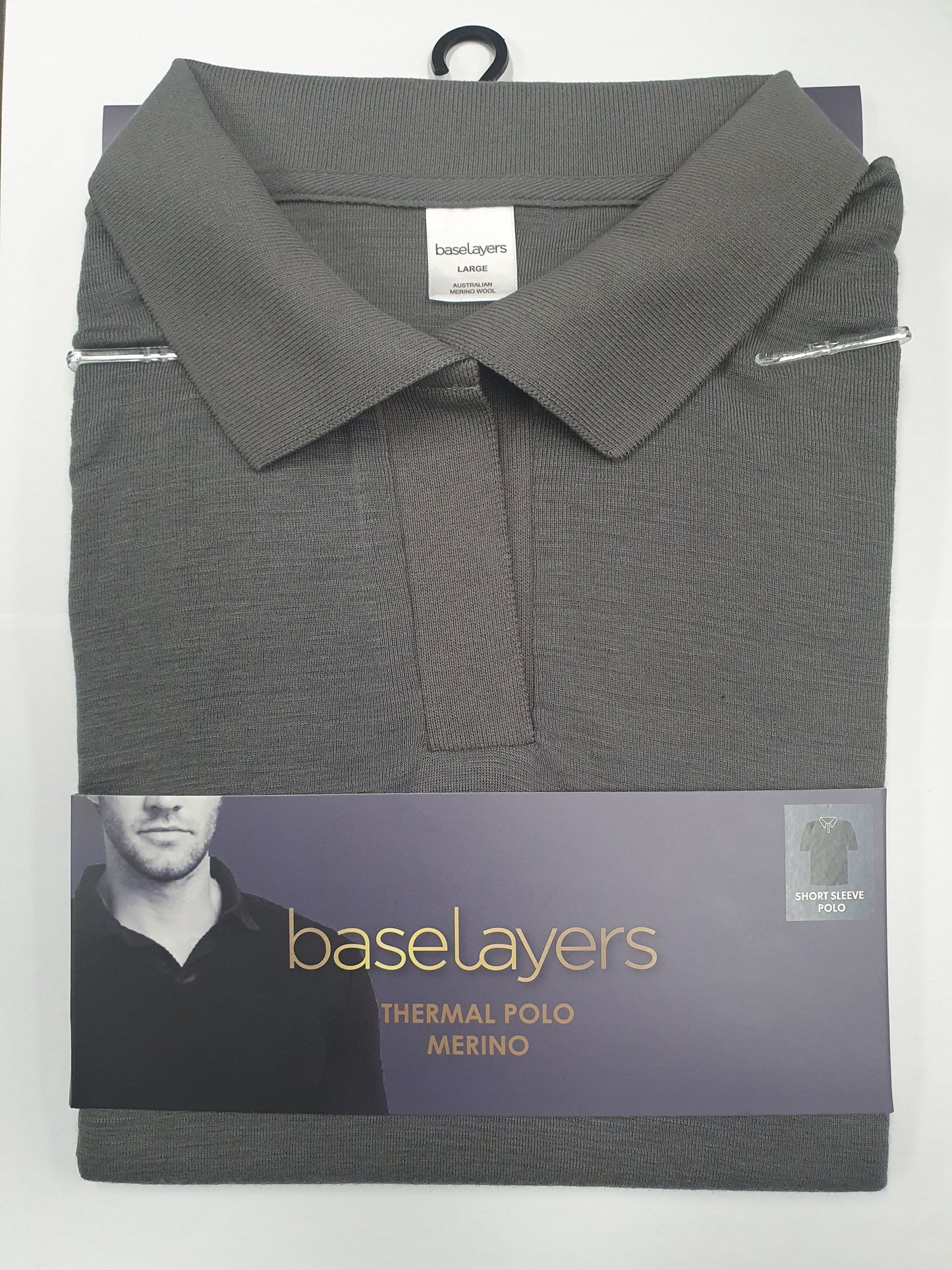 NEW Men's Pure Merino Wool POLO Short Sleeve - Grey