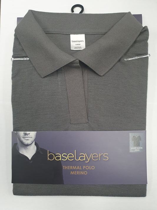 NEW Men's Pure Merino Wool POLO Short Sleeve - Grey