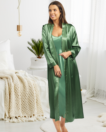 Long Silk Robe Basil