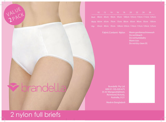 Nylon Full Brief, 2 Pair Pack - Skin J0932P