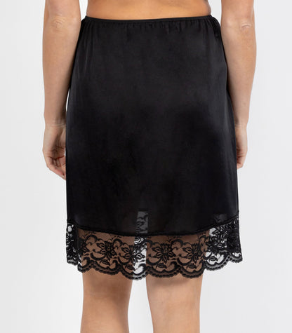 Matt Tricot Half Slip with Lace 50cm - Black