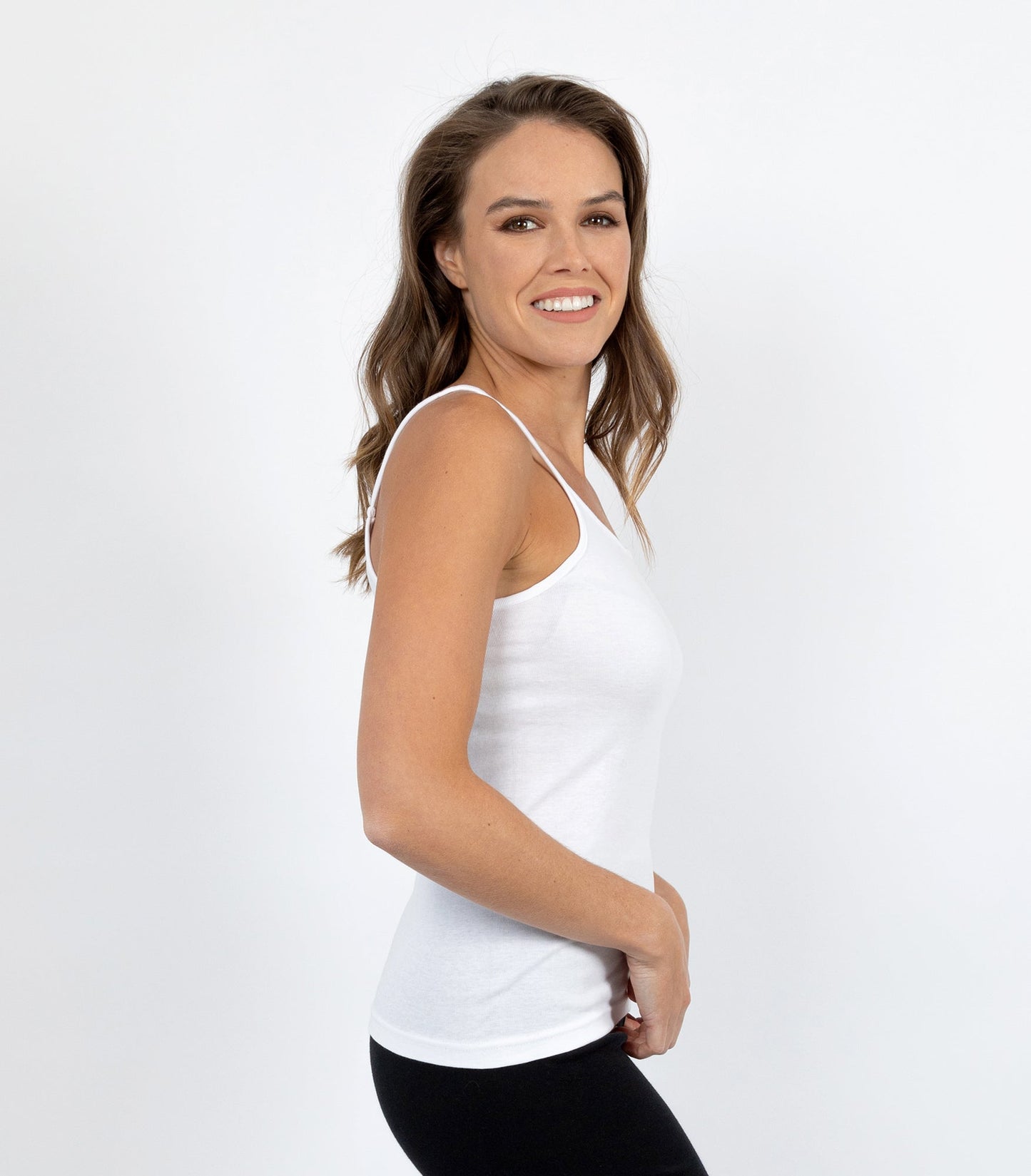 Australian Cotton Cami - Black & Ivory