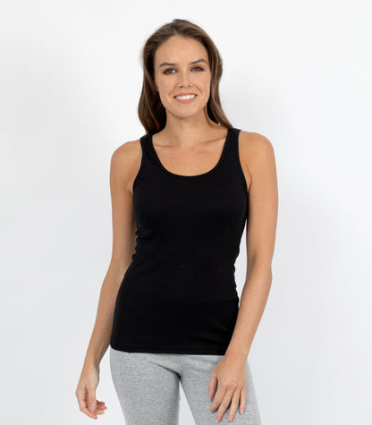 Soft Australian Cotton Tank- Black & white B4012A