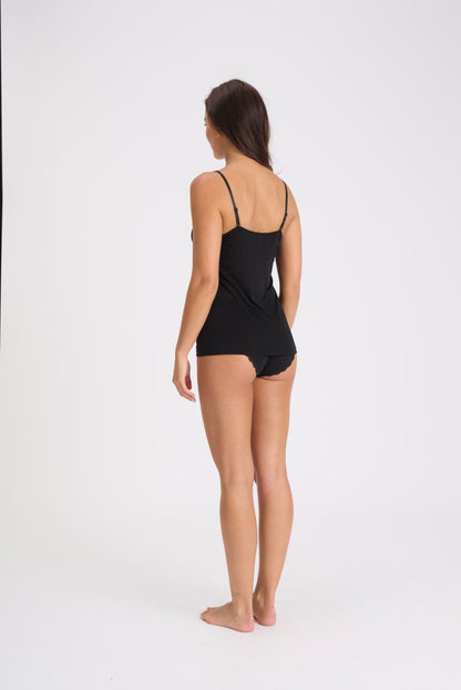 Silk Jersey Lace Camisole Black