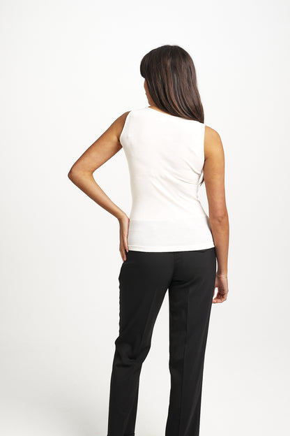 Fine Merino Wool & Silk Vest With Lace Ivory