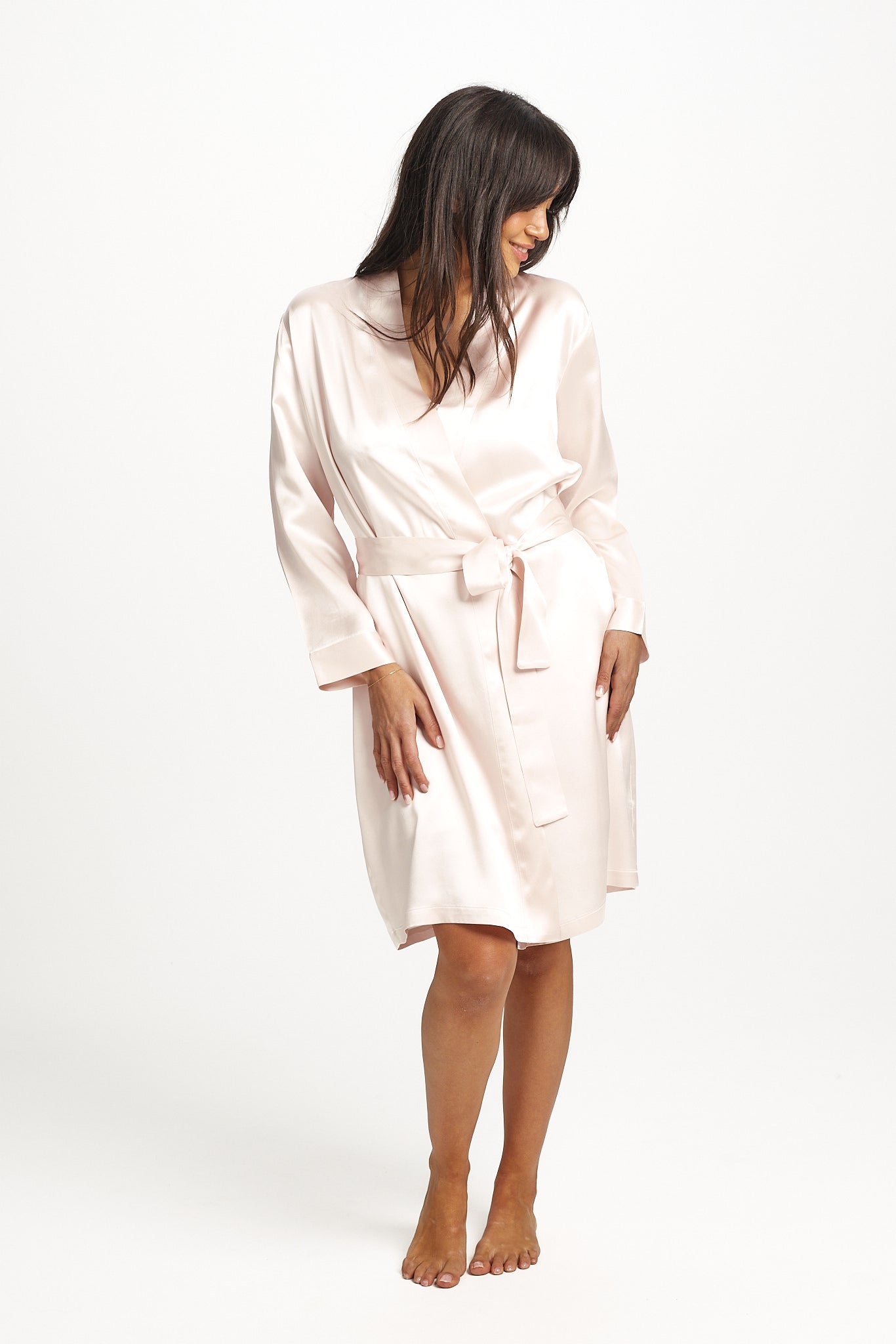 ONGOING SILK ROBE BLUSH MIDLENGTH - LL508