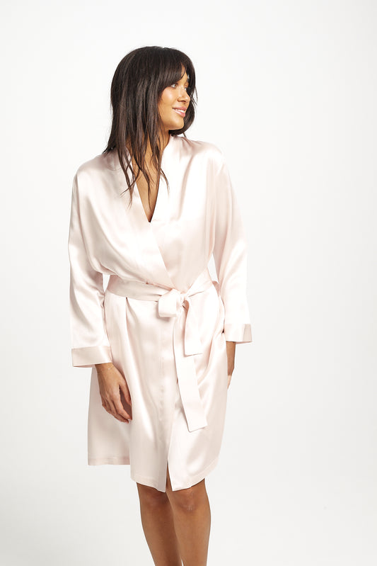 ONGOING SILK ROBE BLUSH MIDLENGTH - LL508