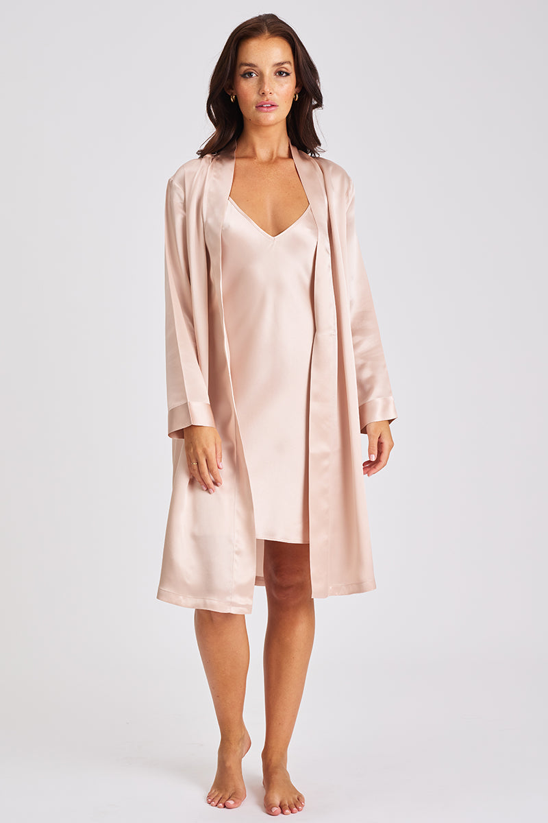 ONGOING SILK ROBE DUSK PINK - LL508