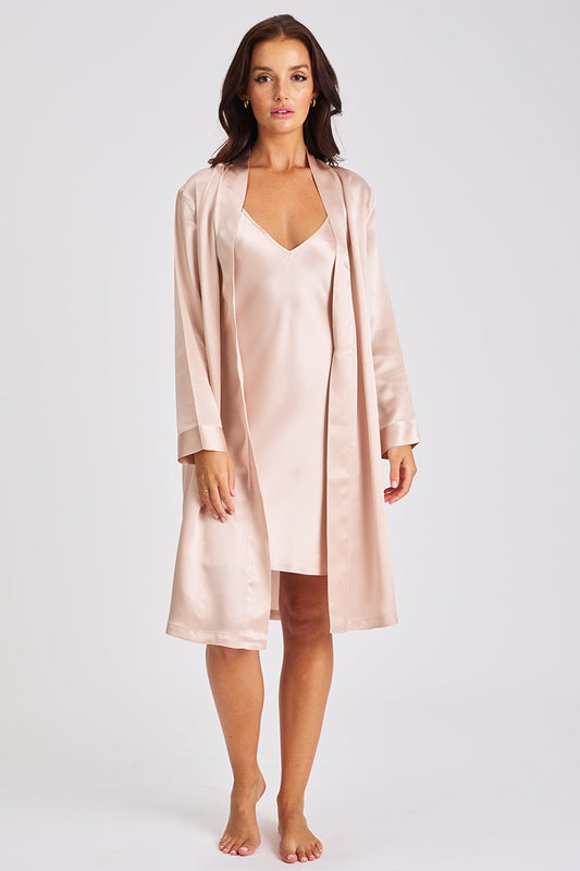 ONGOING SILK ROBE DUSK PINK - LL508