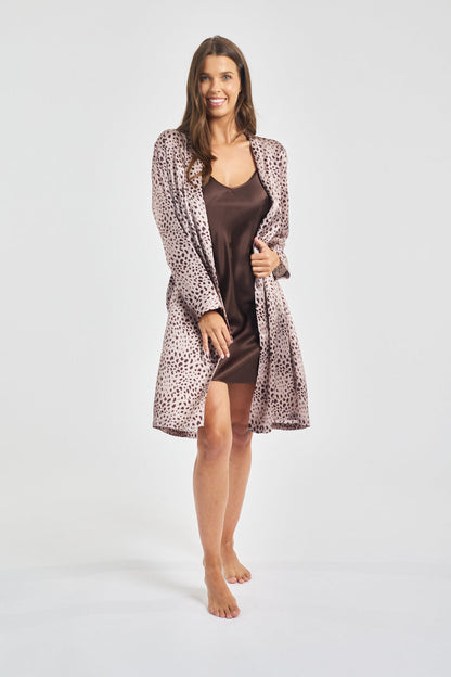 Silk Robe Mid Length - Leopard* Special
