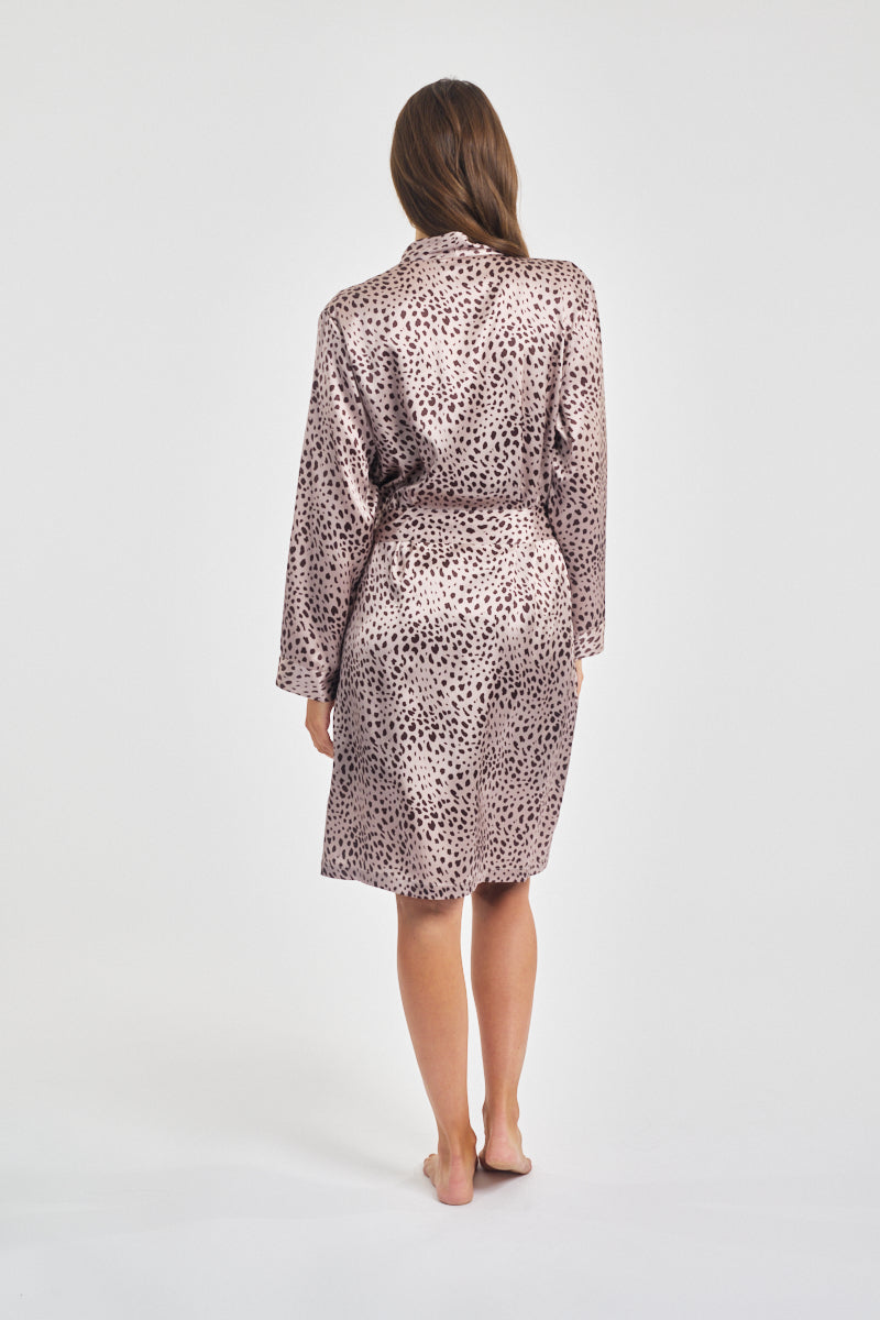Silk Robe Mid Length - Leopard* Special