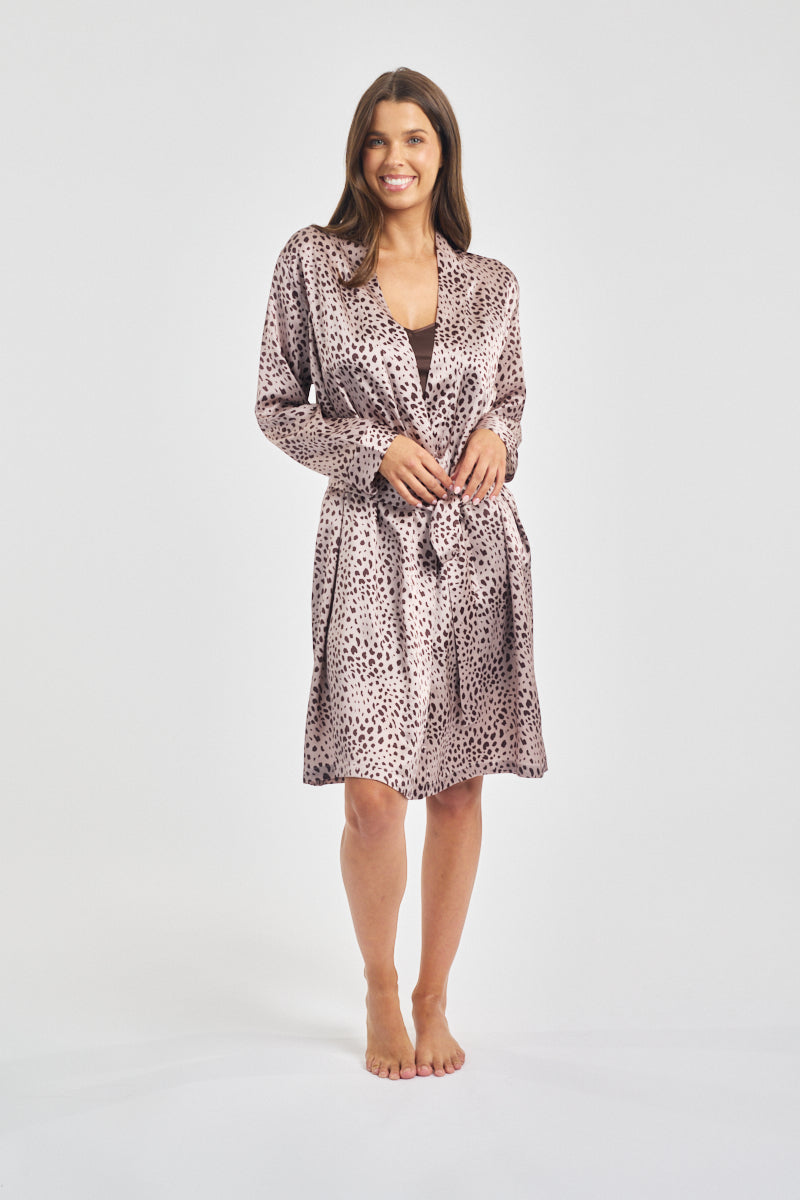Mono Silk Short Nightdress Leopard* Special