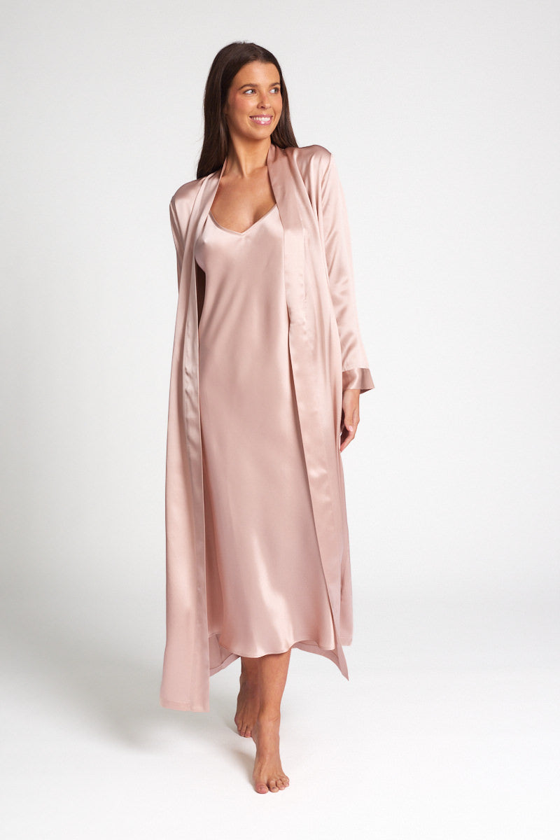 SILK ROBES LONG LL509 DUSK PINK