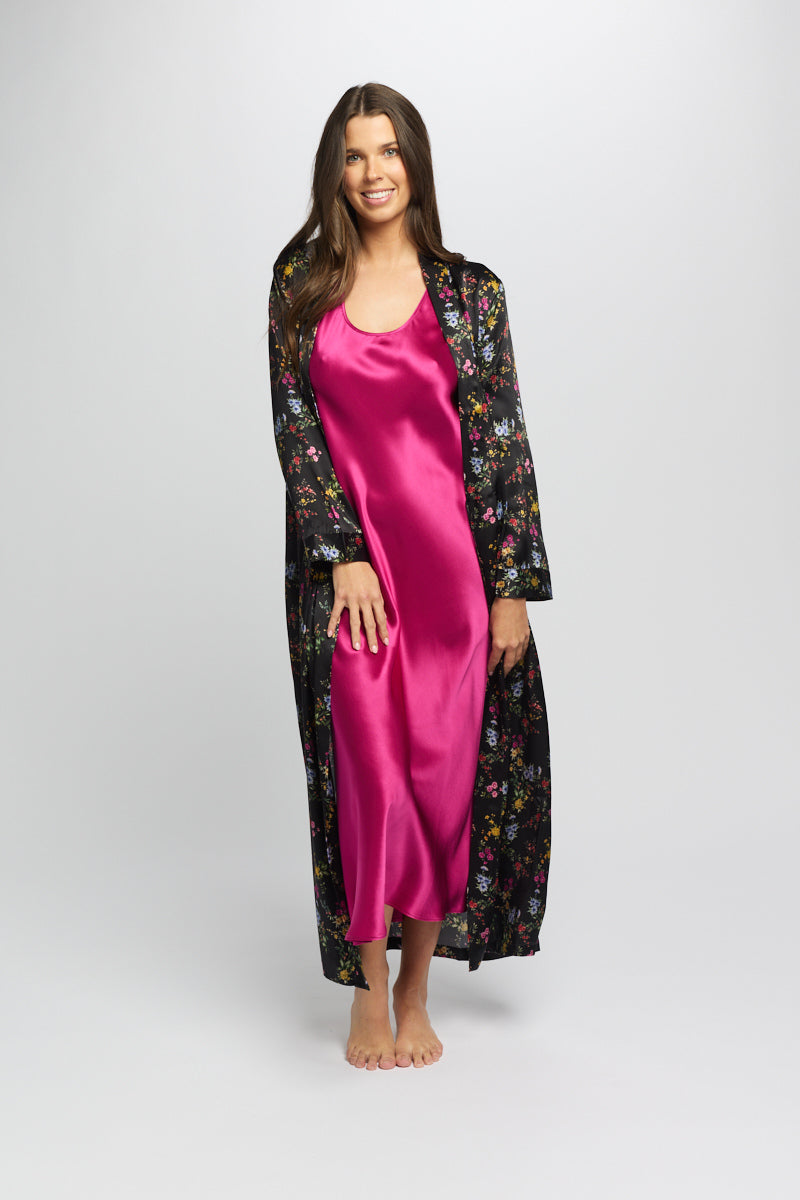 Mono Silk Short Nightdress MidNight Garden