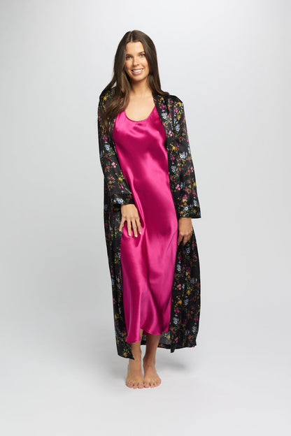 Mono Silk Short Nightdress MidNight Garden