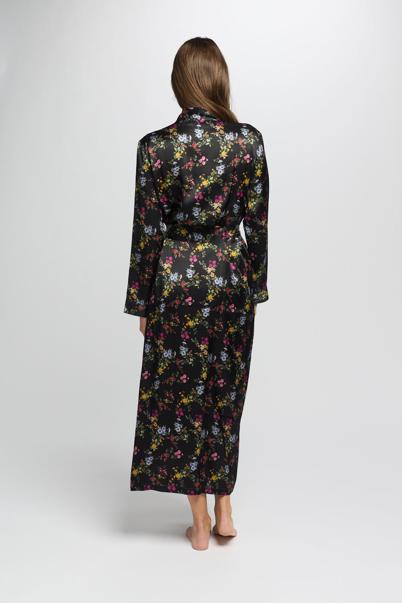 Mono Silk Short Nightdress MidNight Garden