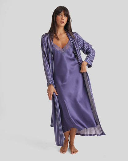 New Extended Long Chemise With Lace Blue Manor