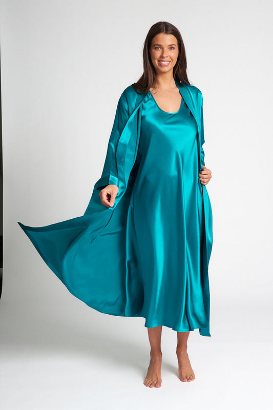 Peacock Silk Long Robe