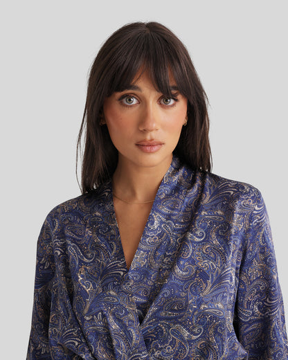 New Silk Long Robe Paisley
