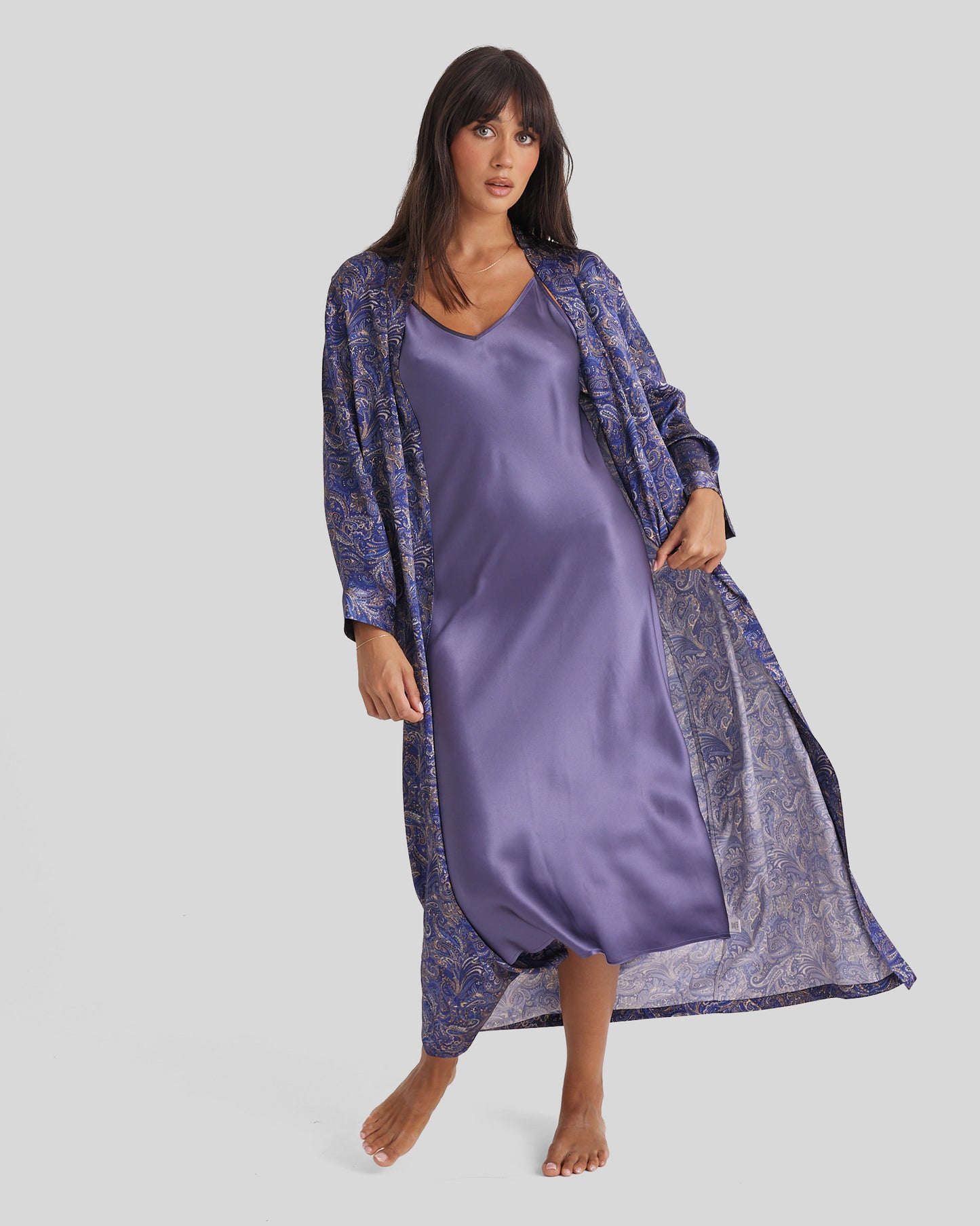 New Silk Long Robe Paisley