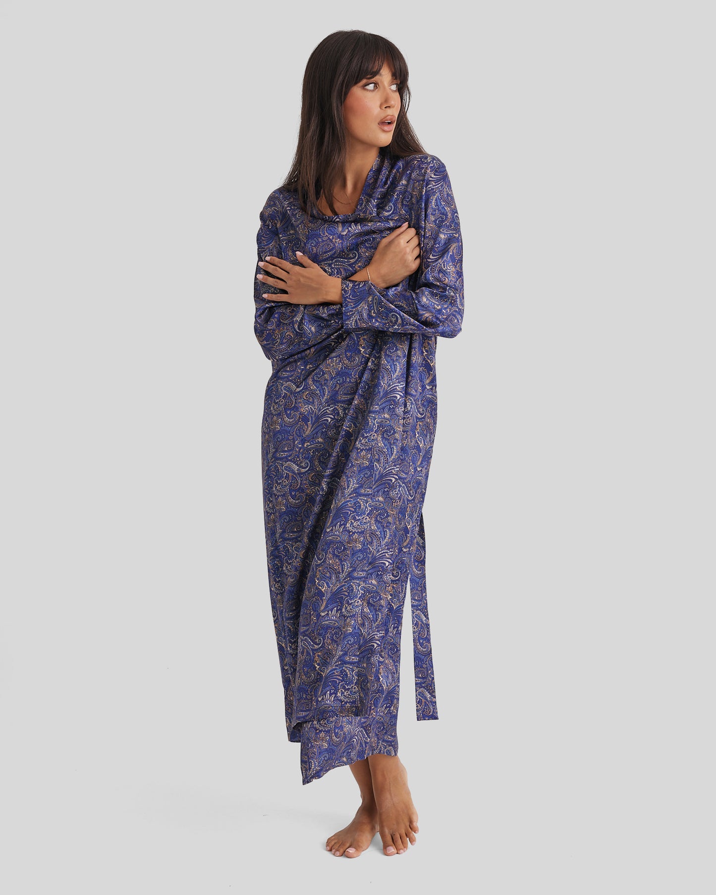 New Silk Long Robe Paisley