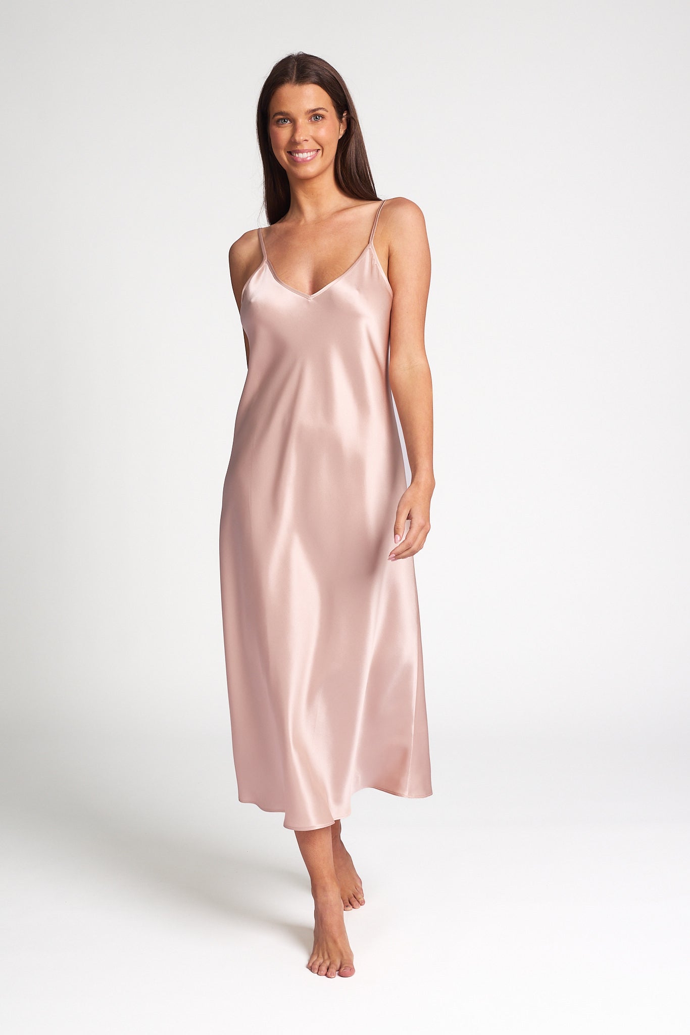 Silk Chemise 3/4 Length - Dusk Pink