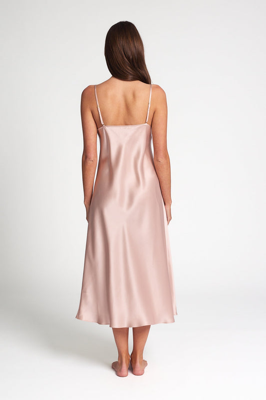 Silk Chemise 3/4 Length - Dusk Pink