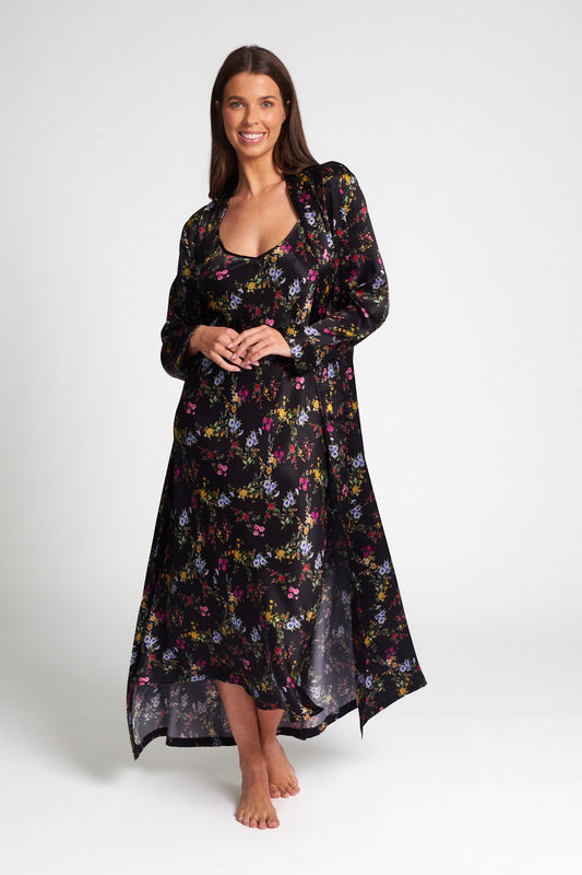 Silk Robe Midnight Garden