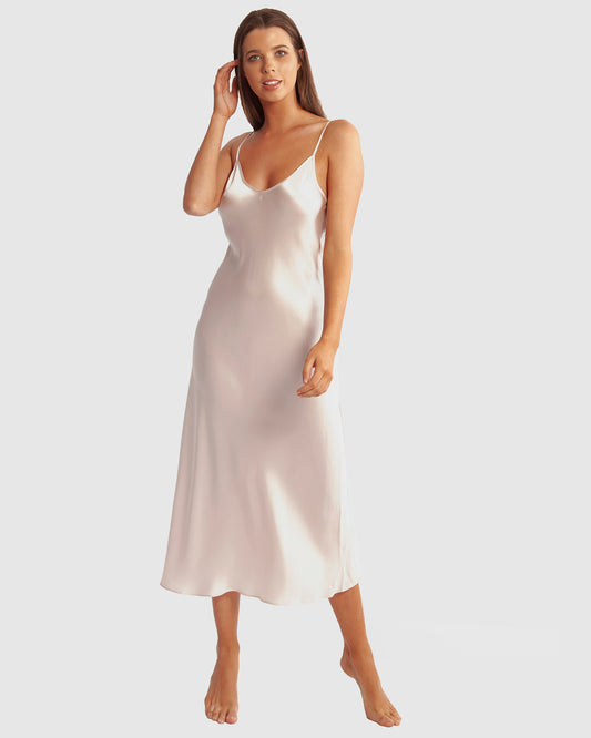 Silk Chemise 3/4 Length - Blush