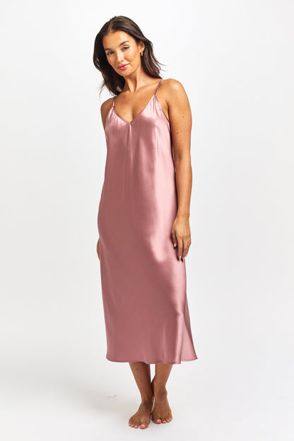 Silk Chemise 3/4 Length - Mulberry
