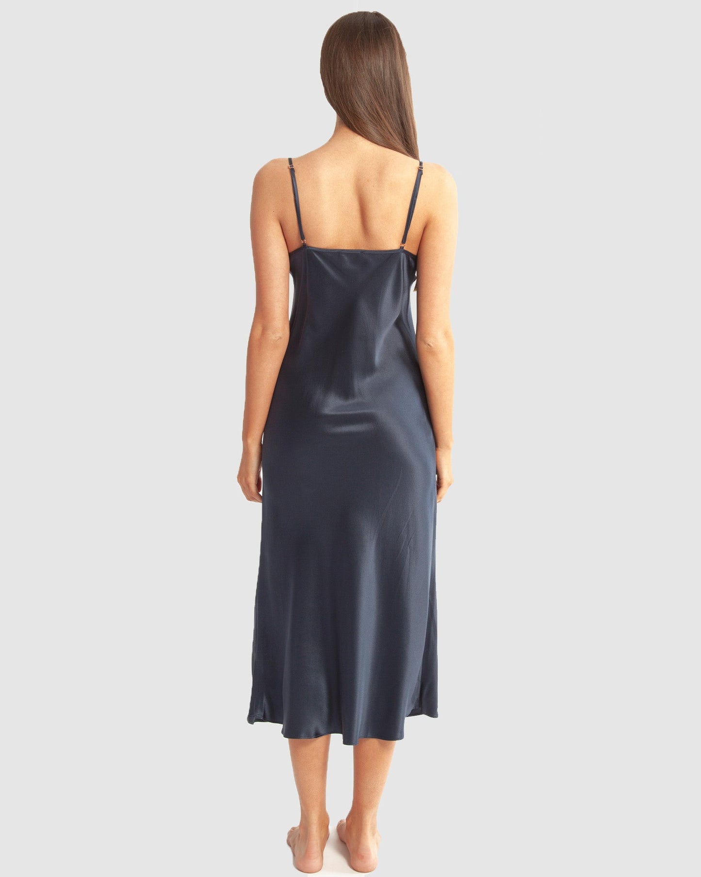 Silk Chemise 3/4 Length - Navy