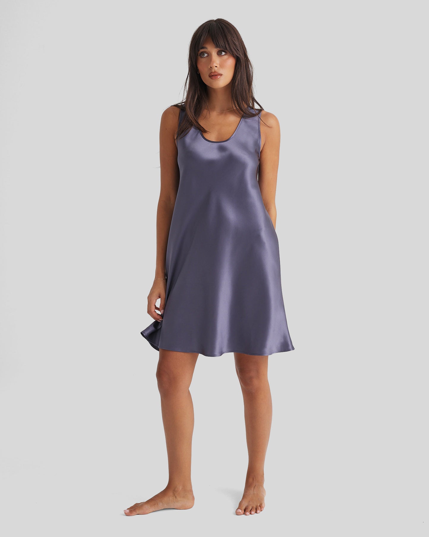 Mono Silk Short Nightdress Blue Manor