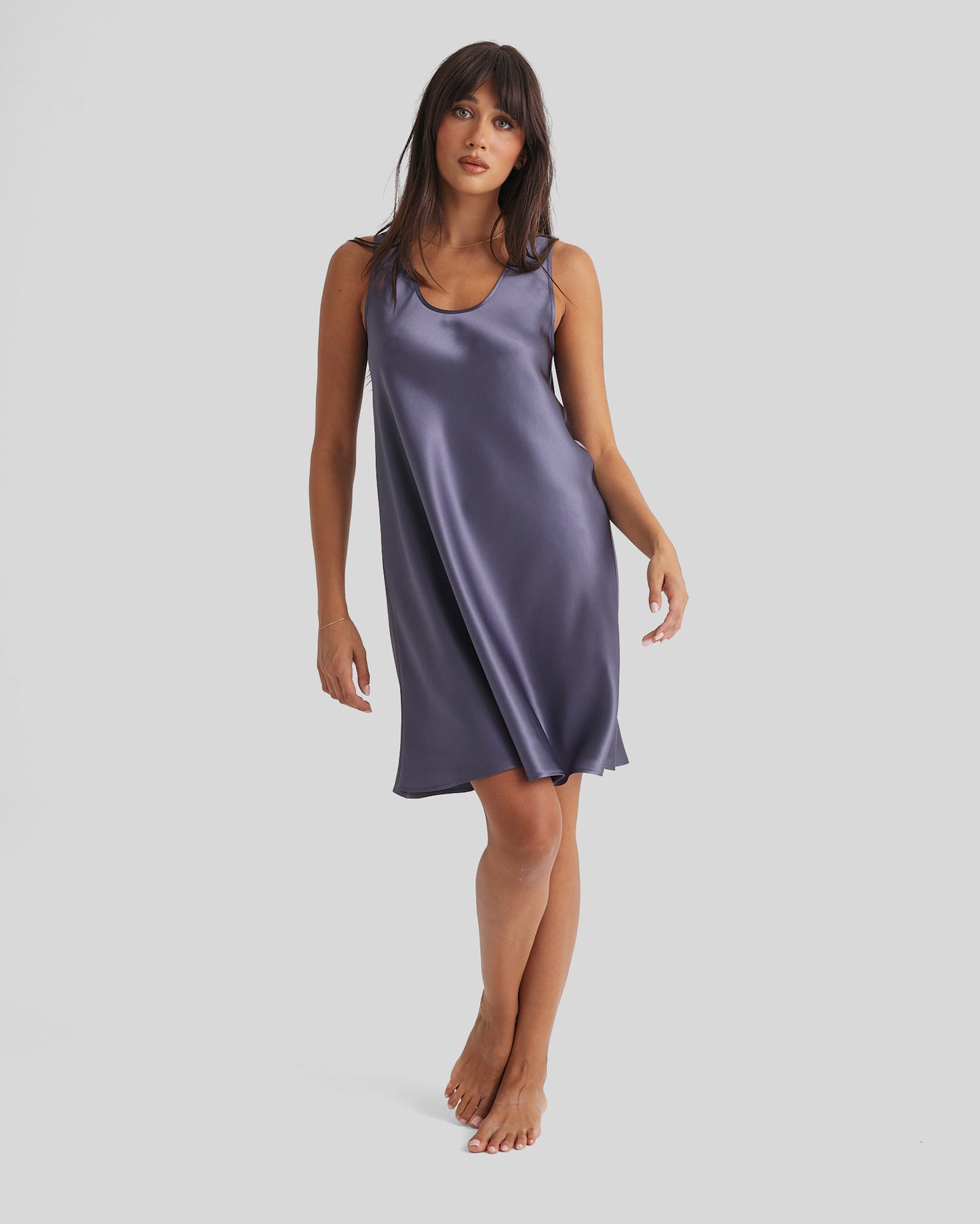 Mono Silk Short Nightdress Blue Manor