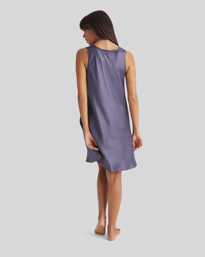 Mono Silk Short Nightdress Blue Manor