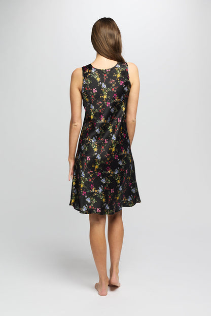 Mono Silk Short Nightdress MidNight Garden